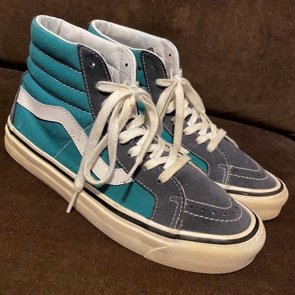 Vans Gray/Teal High Tops Unisex Men's 7.5 Women's 9 - Picture 2 of 2